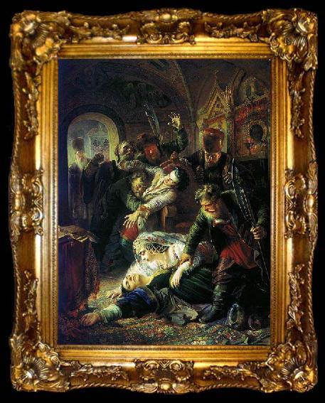 framed  Konstantin Makovsky Agents of the False Dmitry kill the son of Boris Godunov, ta009-2